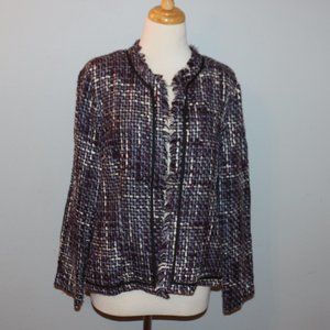 Sag Harbor Size 12 Open Front Shabby Chic Short Fringe Jacket Coat EUC